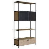 Estante Livreiro 2 Portas 1 Gaveta Estilo Industrial York Hanover/preto