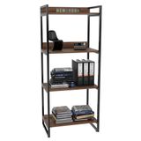 Estante Livreiro Multiuso Prisma Estilo Industrial 60cm 4 Prateleiras C08 Nogal - Mpozenato