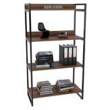 Estante Livreiro Multiuso Prisma Estilo Industrial 80cm 4 Prateleiras C08 Nogal - Mpozenato