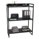 Estante Livreiro Multiuso Prisma Estilo Industrial 80cm 3 Prateleiras C08 Preto Onix - Mpozenato