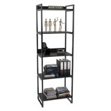 Estante Livreiro Multiuso Prisma Estilo Industrial 60cm 5 Prateleiras C08 Preto Onix - Mpozenato