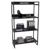 Estante Livreiro Multiuso Prisma Estilo Industrial 80cm 4 Prateleiras C08 Preto Onix - Mpozenato