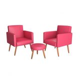 Conjunto 02 Poltronass E 1 Puff Dallas - Rosa Courano