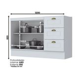 Balcão 2 Portas Clássico Americana 120 Cm Sem Tampo Henn C353-05 Branco