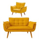 Conjunto De Poltronas Opala 1 Namoradeira Amarela