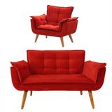 Conjunto De Poltronas Opala 1 Namoradeira Vermelha