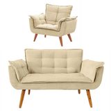 Conjunto De Poltronas Opala 1 Namoradeira Bege