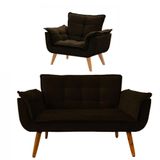 Conjunto De Poltronas Opala 1 Namoradeira Marrom