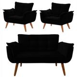 Conjunto De Poltronas Opalas 1 Namoradeira Preta