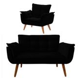 Conjunto De Poltronas Opala 1 Namoradeira Preta