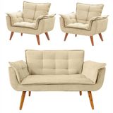 Conjunto De Poltronas Opalas 1 Namoradeira Bege