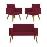 Kit Namoradeira + 2 Poltronas Nina Balaqui Decor Marsala