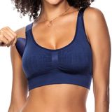 Top Jacquard com Bojo Removível Azul Marinho-P