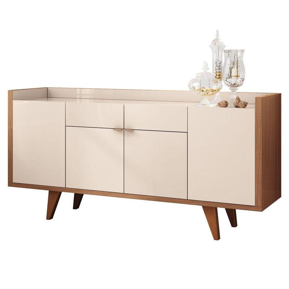 Balcão Aparador Buffet 4 Portas Sinfonia H01 Off White/nature