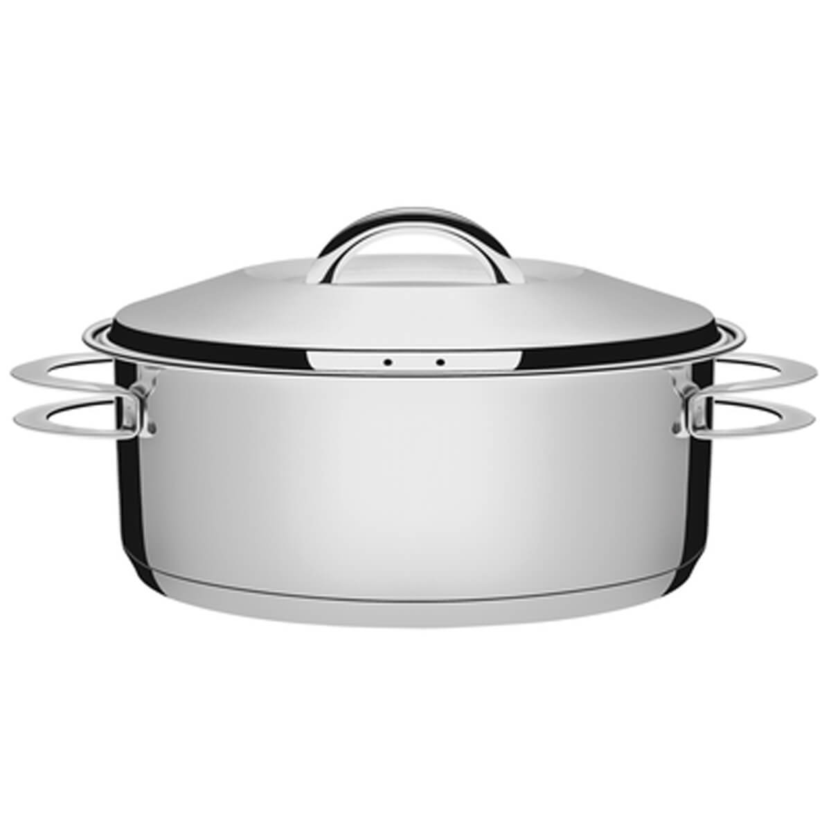 Panela De Fundo Triplo Rasa 4,7L Caçarola Inox Com Tampa 24cm Tramontina Solar