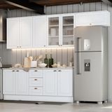 Cozinha Compacta 05 Peças Com Aéreo De Vidro Americana Branco