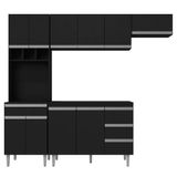 Cozinha Modulada 5 Peças Com Tampo 241cm 10 Portas 4 Gavetas Andréia Preto - Ajl Móveis