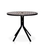 Mesa Para Área Externa, Gourmet, Jardim Com Tampo Em Alumínio Ripado - Preto Tampo Tampo Com Furo Para Ombrelone