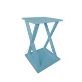 Mesa X Lateral De Apoio Ou Mesa De Cabeceira Azul Laca