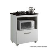 Balcão Para Cooktop De 4 Bocas 1 Porta Basculante Salvia Kaiki Móveis Branco