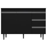Balcão Gabinete Cozinha 100cm Com Tampo 2 Portas Preto