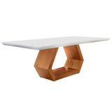 Mesa Ane 220cm Madeira E Vidro Mobillare Off White/imbuia