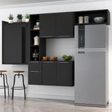 Cozinha Compacta Multimóveis Fg2008 Com Mesa Dobrável Preta