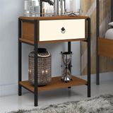 Mesinha De Cabeceira Iron Vintage Preto Canela Off White