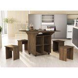 Mesa Retrátil Ana Com Banquetas Castanho