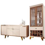 Conjunto Sala De Jantar Cristaleira Ópera E Buffet Melodia Off White/nature - Hb Móveis