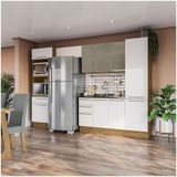 Cozinha Compacta Suprema Freijó/branco/vidro Bronze 5 Peças