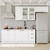 Cozinha Compacta 04 Peças Com Aéreo Para Geladeira Americana Branco