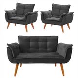 Conjunto De Poltronas Opalas 1 Namoradeira Cinza