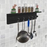 Prateleira Para Temperos E Suporte Utensílios E Panelas Cozinha Estilo Industrial Preto Laca
