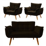 Conjunto De Poltronas Opalas 1 Namoradeira Marrom