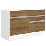 Balcão Gabinete De Pia 120 X 60 Cm 1 Porta 2 Gavetas Branco