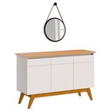 Balcão Buffet 3 Portas Classic Adnet 67cm Off White/nature