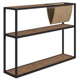 Mesa Lateral Com Revisteiro Estilo Industrial Steel Quadra Vermont Base Preta - Artesano