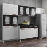 Cozinha De Aço Completa Com Balcão Glass Branco Preto