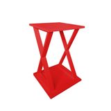 Mesa X Lateral De Apoio Ou Mesa De Cabeceira Vermelho Laca
