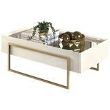 Mesa De Centro Espelhada Para Sala De Estar Suri Creme