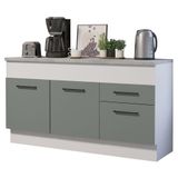 Balcão De Pia 150 Cm 2 Portas E 2 Gavetas Branco/cinza