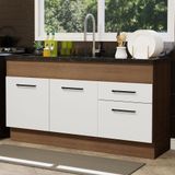 Balcão De Pia 150 Cm 2 Portas E 2 Gavetas Rustic/branco