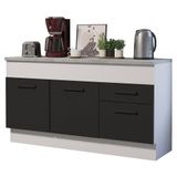 Balcão De Pia 150 Cm 2 Portas E 2 Gavetas Branco/preto