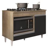 Balcão Multiuso Para Cooktop 4 Bocas Georgia Castanho Preto