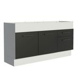 Balcão De Pia 150 Cm 2 Portas E 2 Gavetas Branco/preto