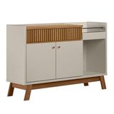 Balcão Buffet 133cm Bar Espelhado 2 Portas 1gaveta Off White