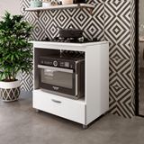 Balcão Forno E. Cooktop 5 Bocas Com 1 Gaveta Em Mdp Branco