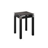 Mesa Lateral Estilo Industrial Artemis Tampo Em Vidro Base Metálica Preto Fosco