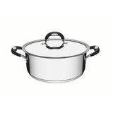 Caçarola Duo Silicone Rasa Em Aço Inox Tampa Alças Silicone